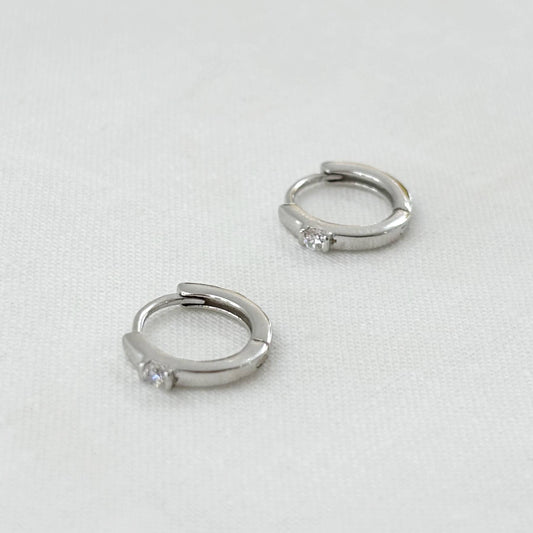 Boucles D'Oreilles Argent 925 1.26G Créoles Strass