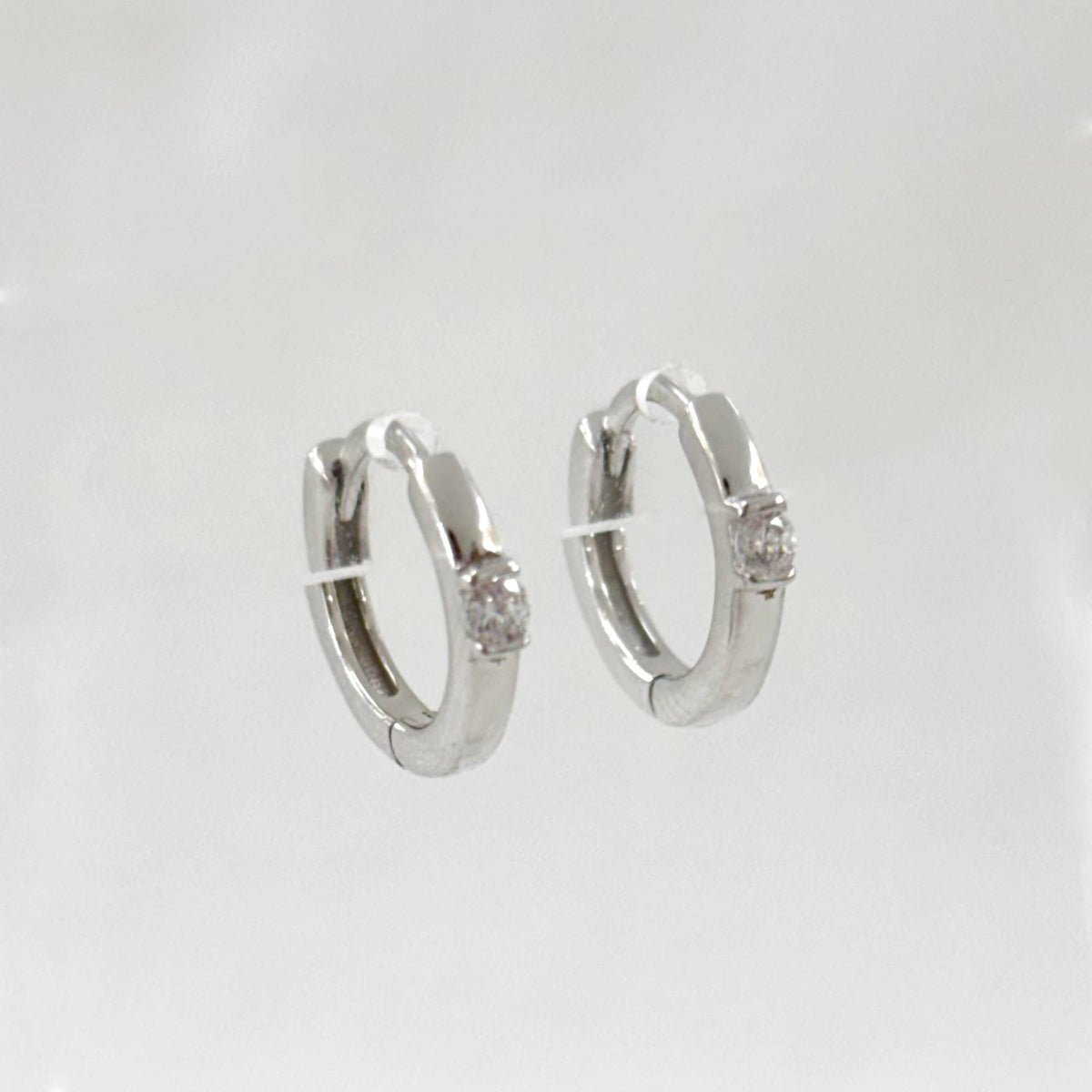 Boucles D'Oreilles Argent 925 1.26G Créoles Strass