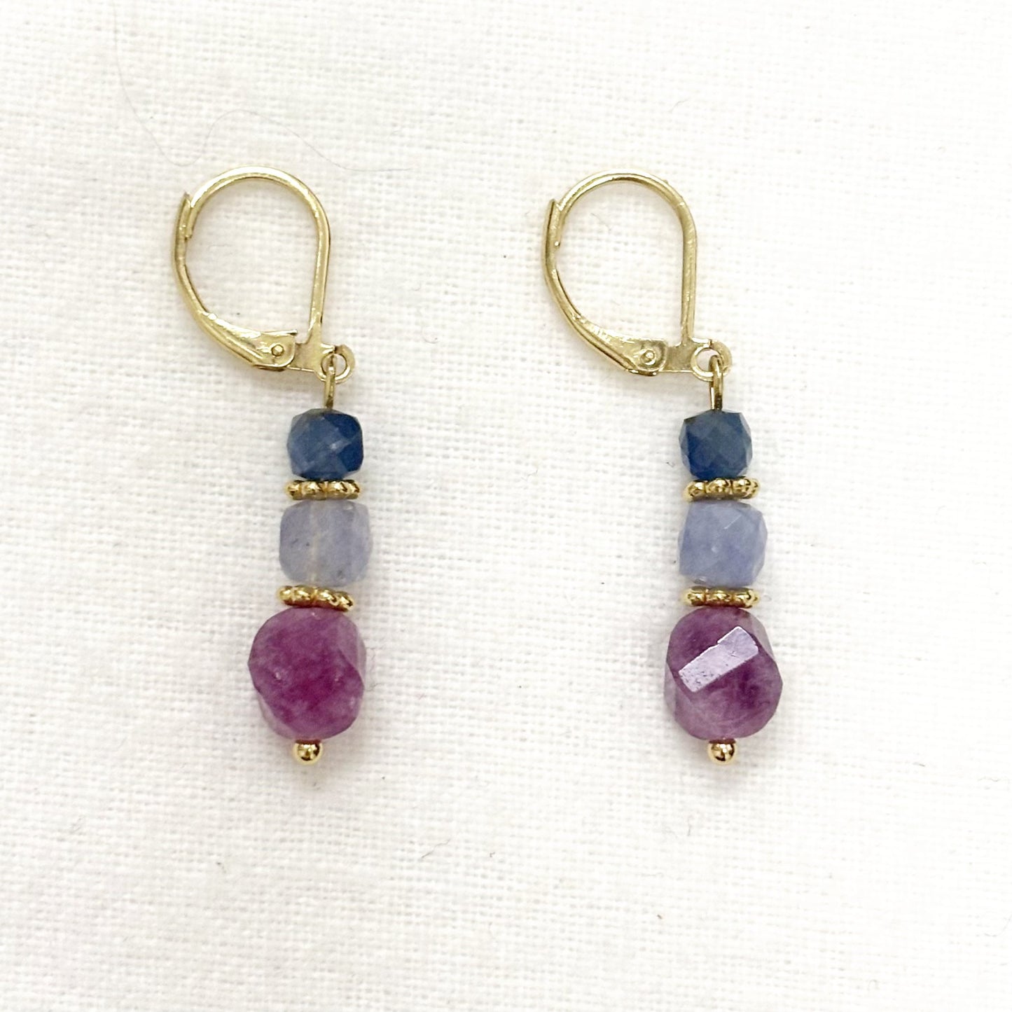 Boucles D'Oreilles Pierre Naturelle Acier Inoxydable Doré