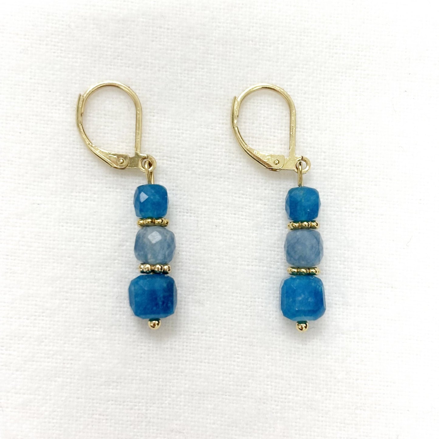 Boucles D'Oreilles Pierre Naturelle Acier Inoxydable Doré