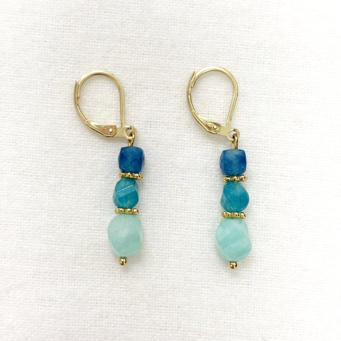 Boucles D'Oreilles Pierre Naturelle Acier Inoxydable Doré