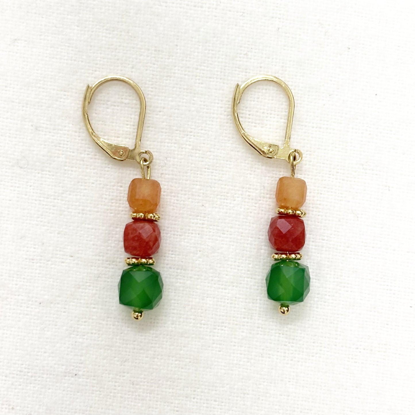 Boucles D'Oreilles Pierre Naturelle Acier Inoxydable Doré