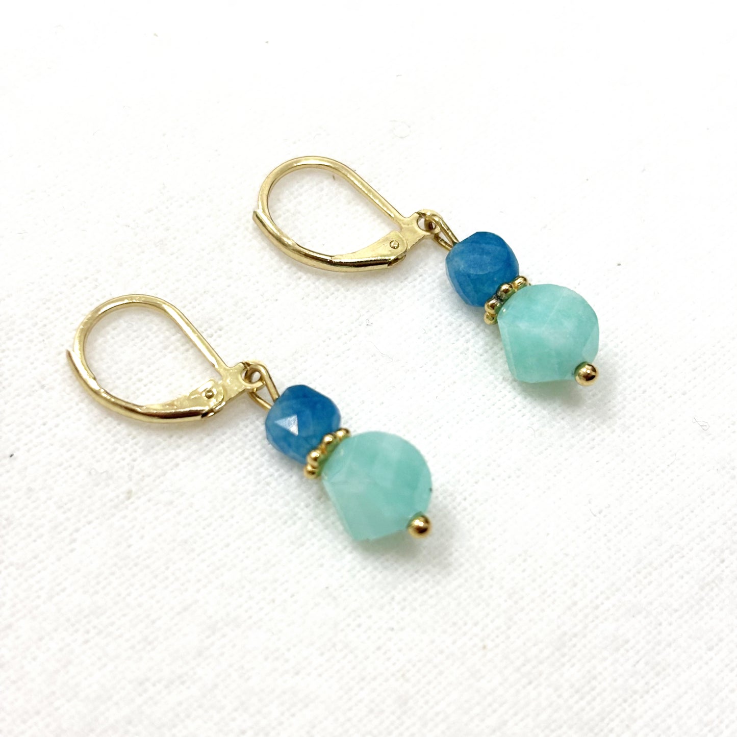 Boucles D'Oreilles Pierre Naturelle Acier Inoxydable Doré