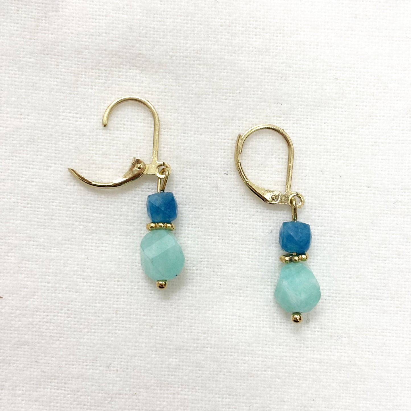 Boucles D'Oreilles Pierre Naturelle Acier Inoxydable Doré
