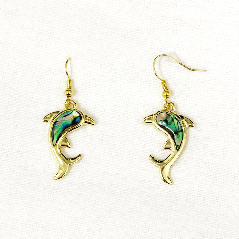 Boucles D'Oreilles Nacre Abalone Dauphin