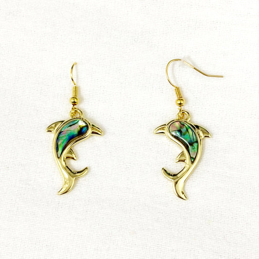 Boucles D'Oreilles Nacre Abalone Dauphin