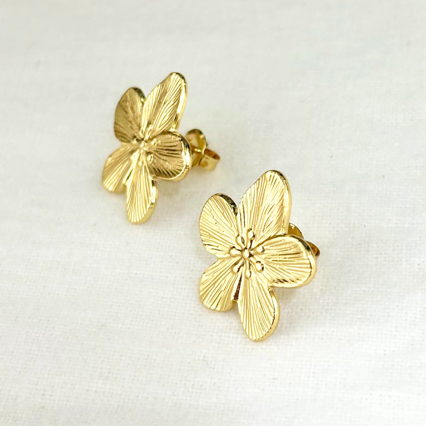 Boucles D'Oreilles Acier Inoxydable Doré Fleur De Cerisier