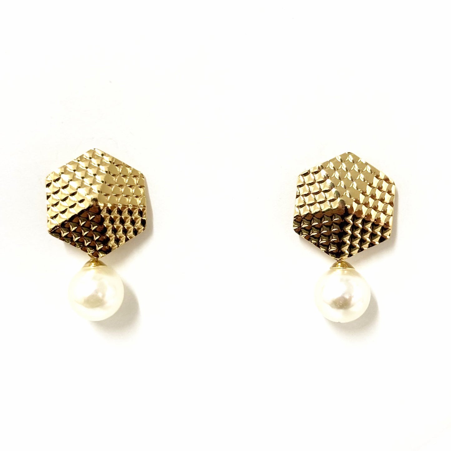 Boucles D'Oreilles Acier Inoxydable Doré Hexagone