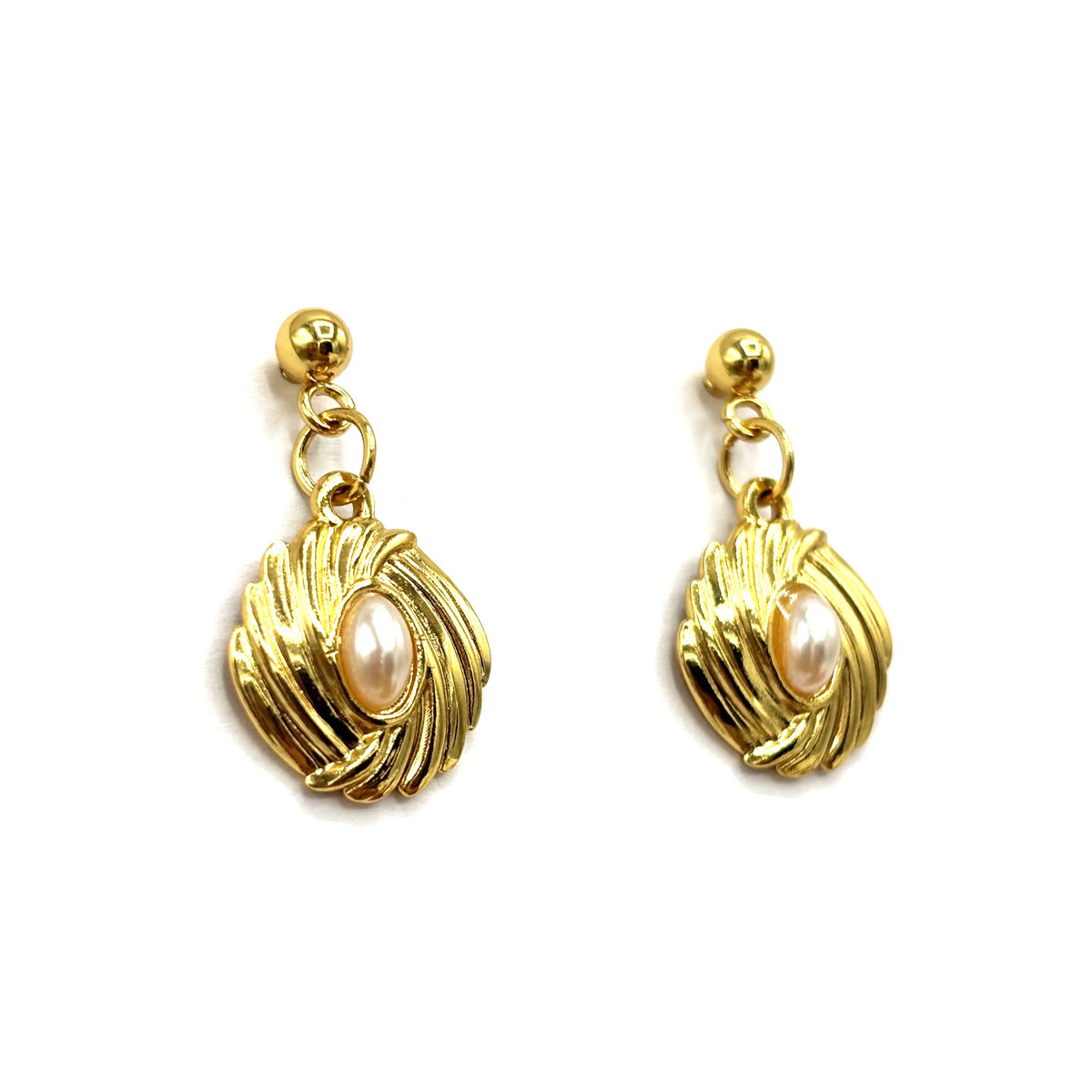 Boucles D'oreilles Pendantes Acier Inoxydable Ovales Striées