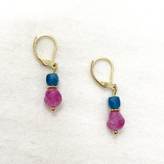 Boucles D'Oreilles Pierre Naturelle Acier Inoxydable