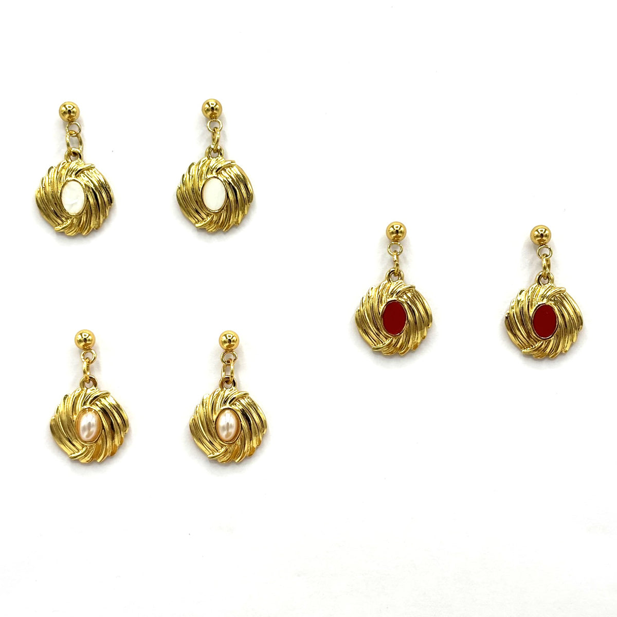 Boucles D'oreilles Pendantes Acier Inoxydable Ovales Striées
