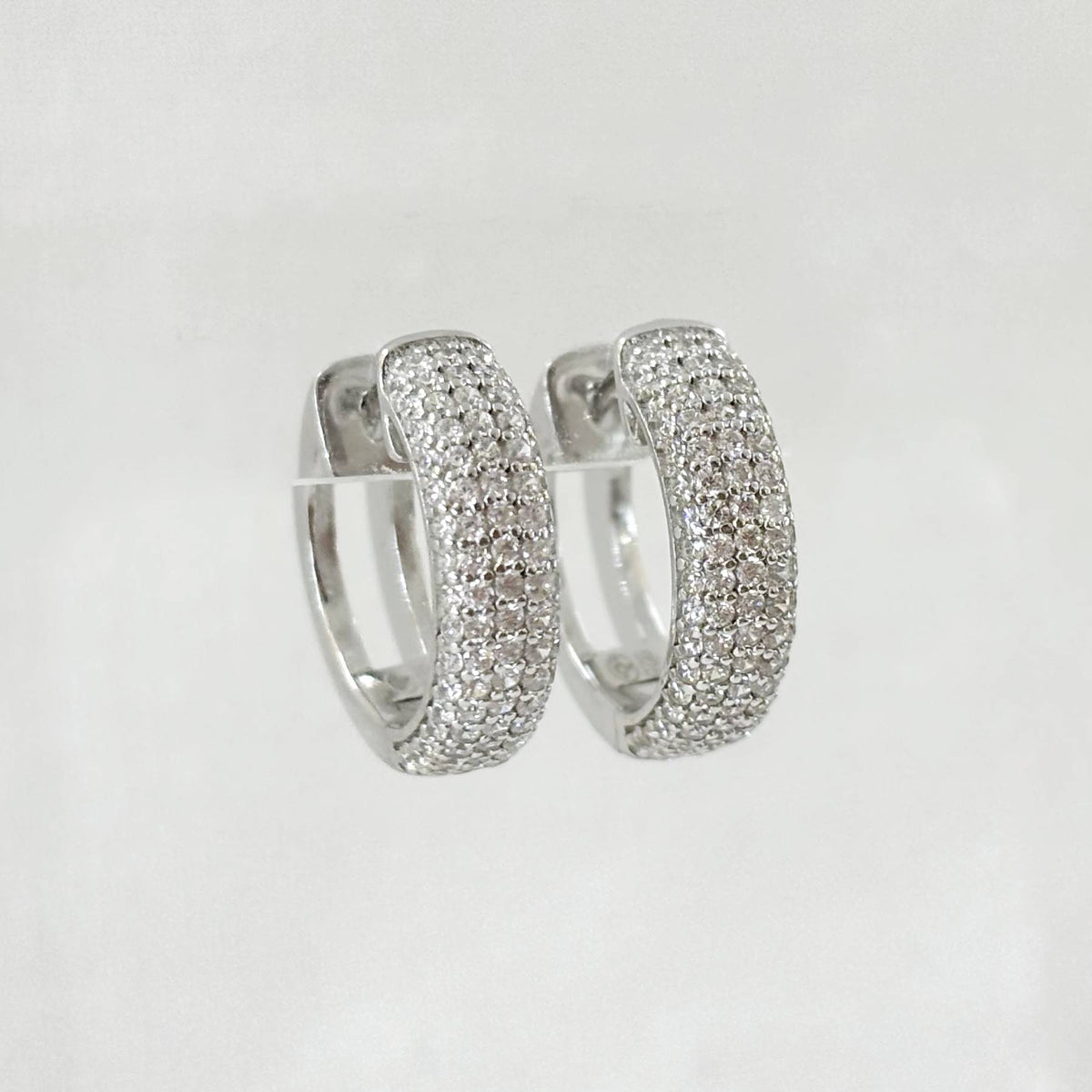 Boucles D'Oreilles Argent 925 4G Créoles Strass