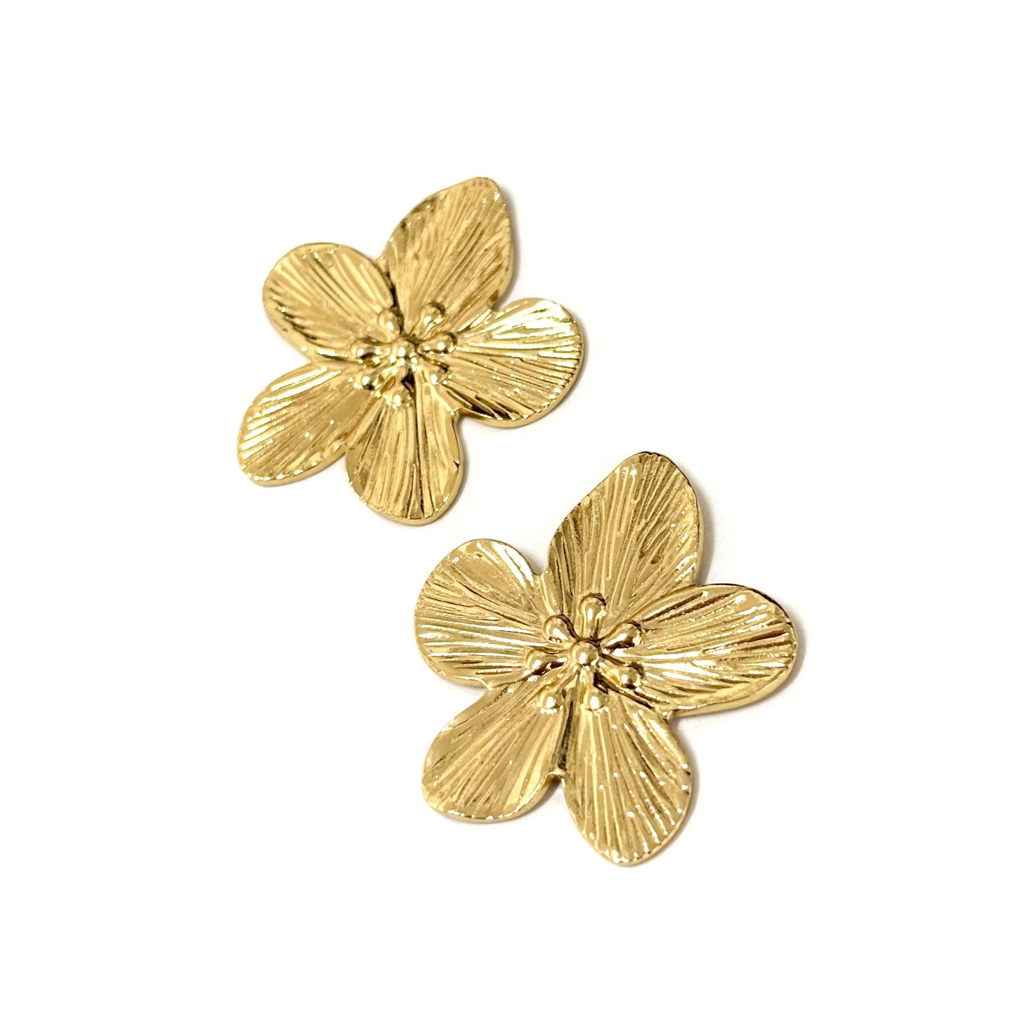 Boucles D'Oreilles Acier Inoxydable Doré Fleur De Cerisier
