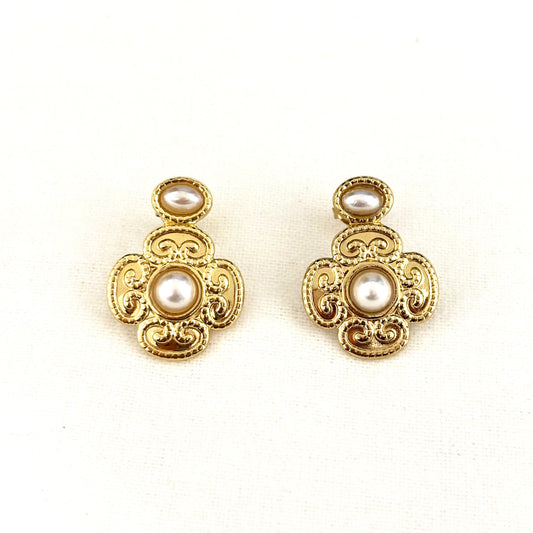 Boucles D'Oreilles Acier Inoxydable Doré Trèfles