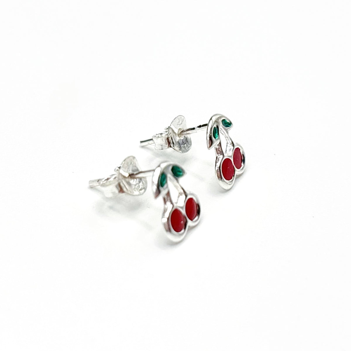 Boucles D'oreilles Argent 925 et Émail Cerise - Lot De 6 Paires
