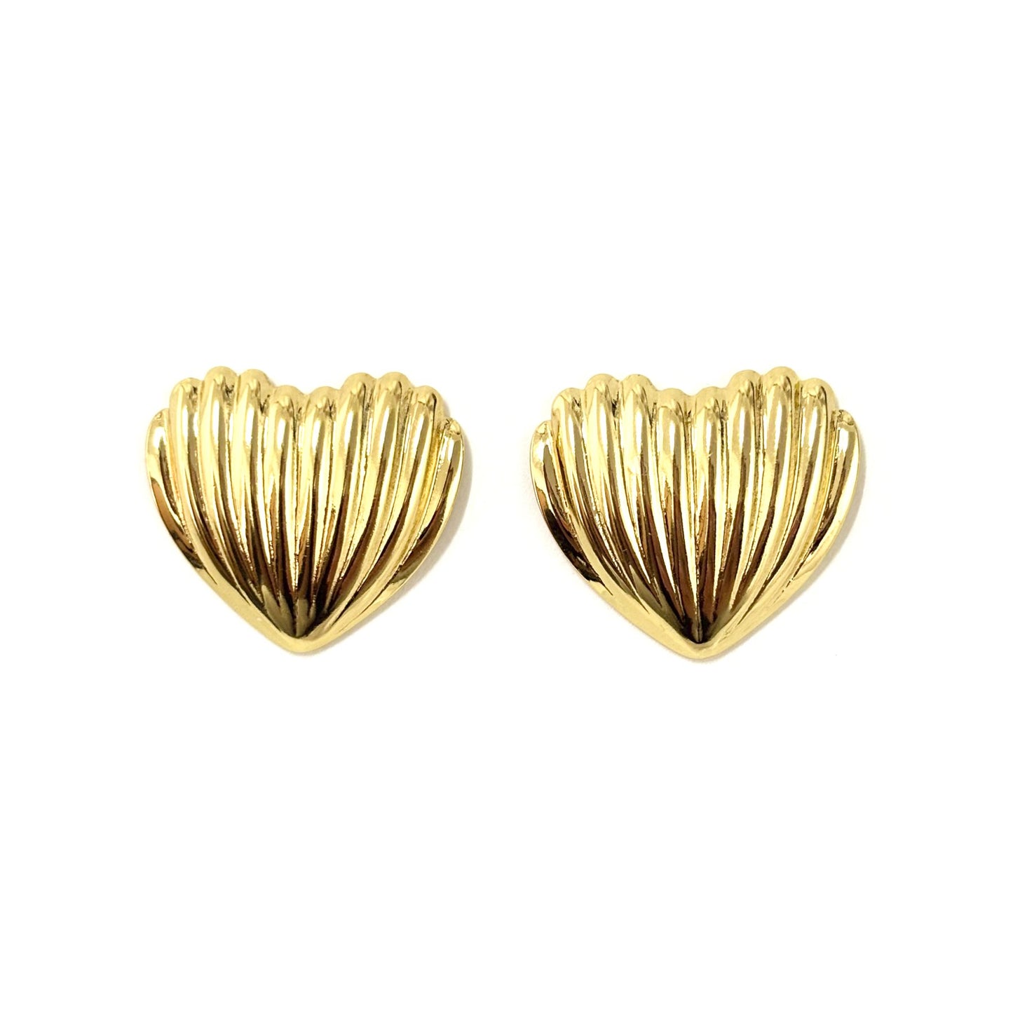 Boucles D'Oreilles Acier Inoxydable Doré Cœur Coquillage