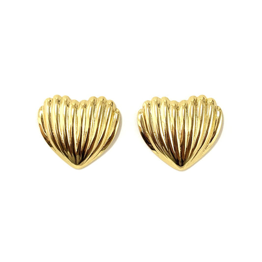 Boucles D'Oreilles Acier Inoxydable Doré Cœur Coquillage