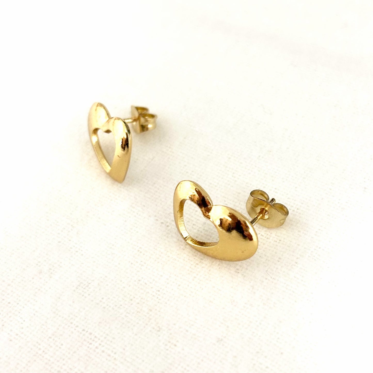 Boucles D'Oreilles Acier Inoxydable Cœur Double