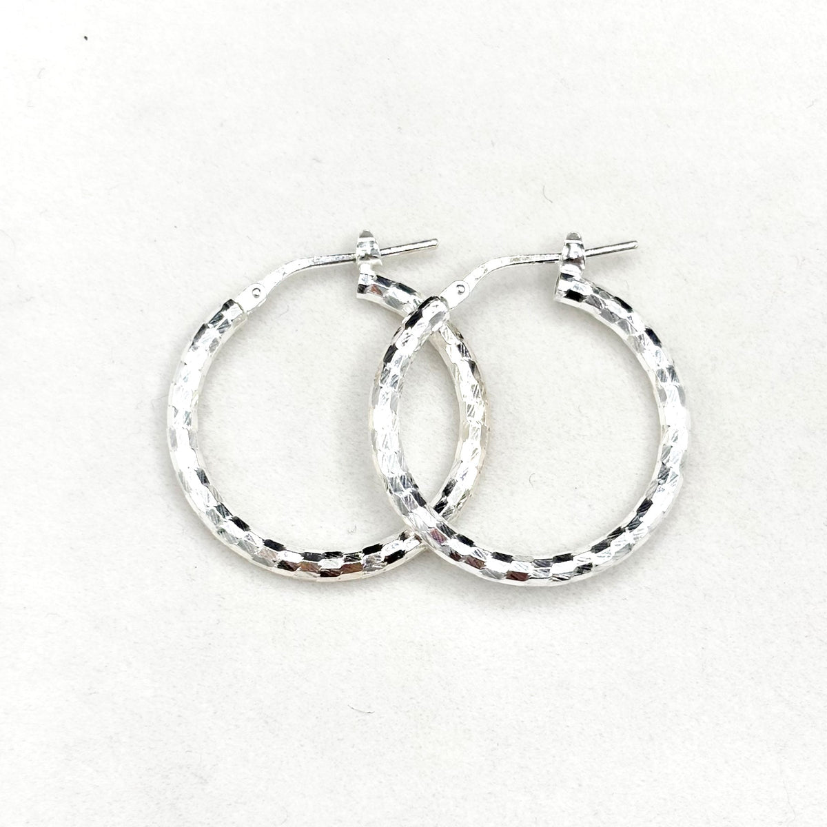 Boucles D'oreilles Créoles Argent 925 Ciselée