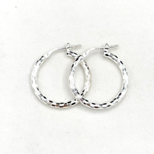 Boucles D'oreilles Créoles Argent 925 Ciselée