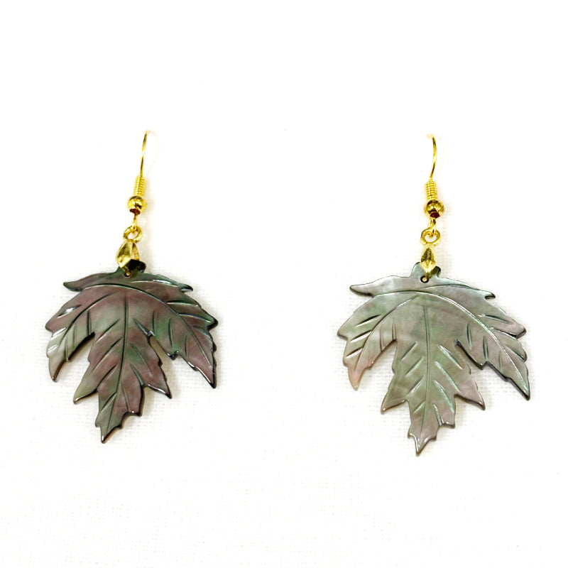 Boucles D'Oreilles Nacre Abalone Feuille
