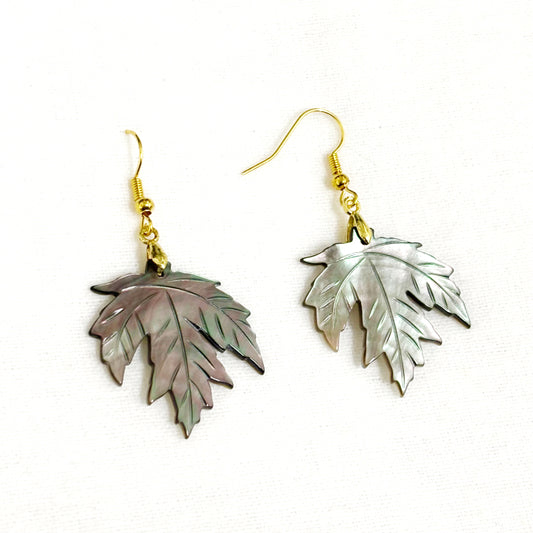 Boucles D'Oreilles Nacre Abalone Feuille