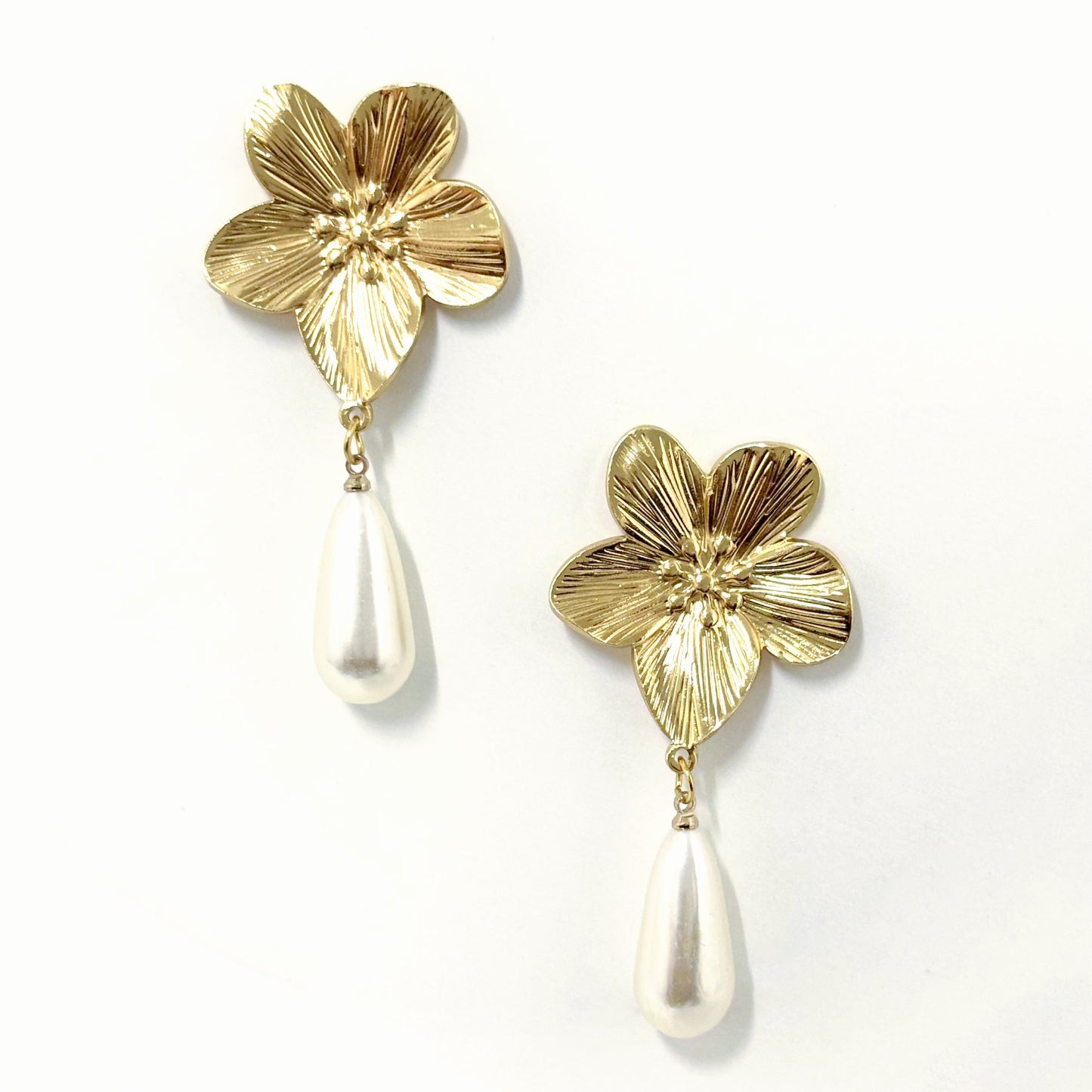 Boucles D'oreilles Acier Inoxydable Doré Fleur