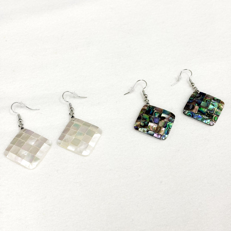 Boucles D'Oreiles Nacre Abalone Losange