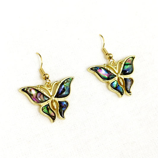 Boucles D'Oreilles Nacre Abalone Papillon