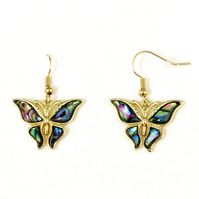 Boucles D'Oreilles Nacre Abalone Papillon