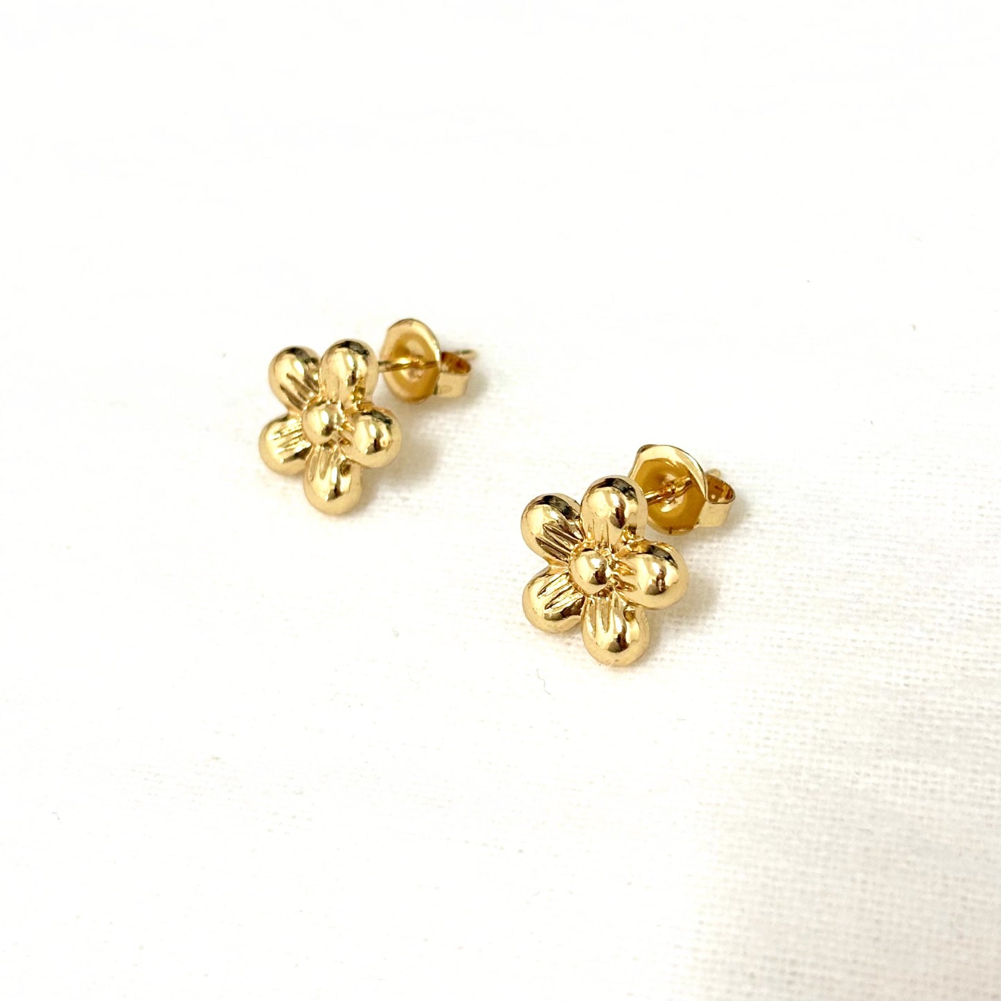 Boucles D'Oreilles Acier Inoxydable Doré Fleur
