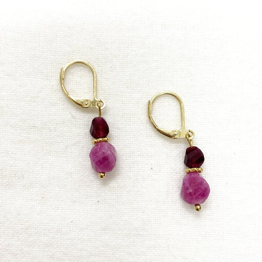 Boucles D'Oreilles Pierre Naturelle Acier Inoxydable Doré