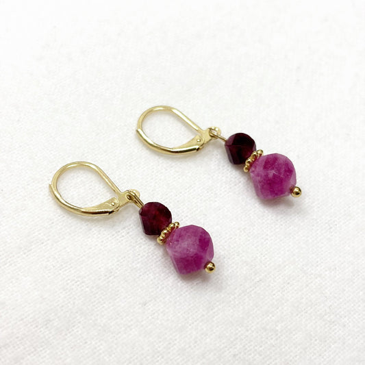 Boucles D'Oreilles Pierre Naturelle Acier Inoxydable Doré