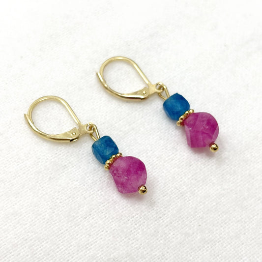 Boucles D'Oreilles Pierre Naturelle Acier Inoxydable