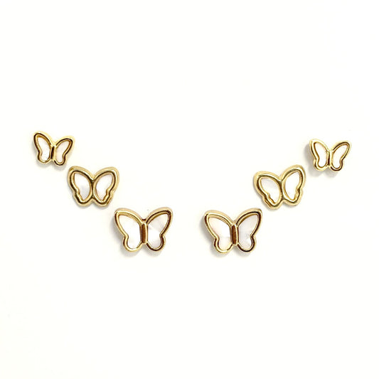 Trio Boucles D'Oreilles Acier Inoxydable Nacre Papillon