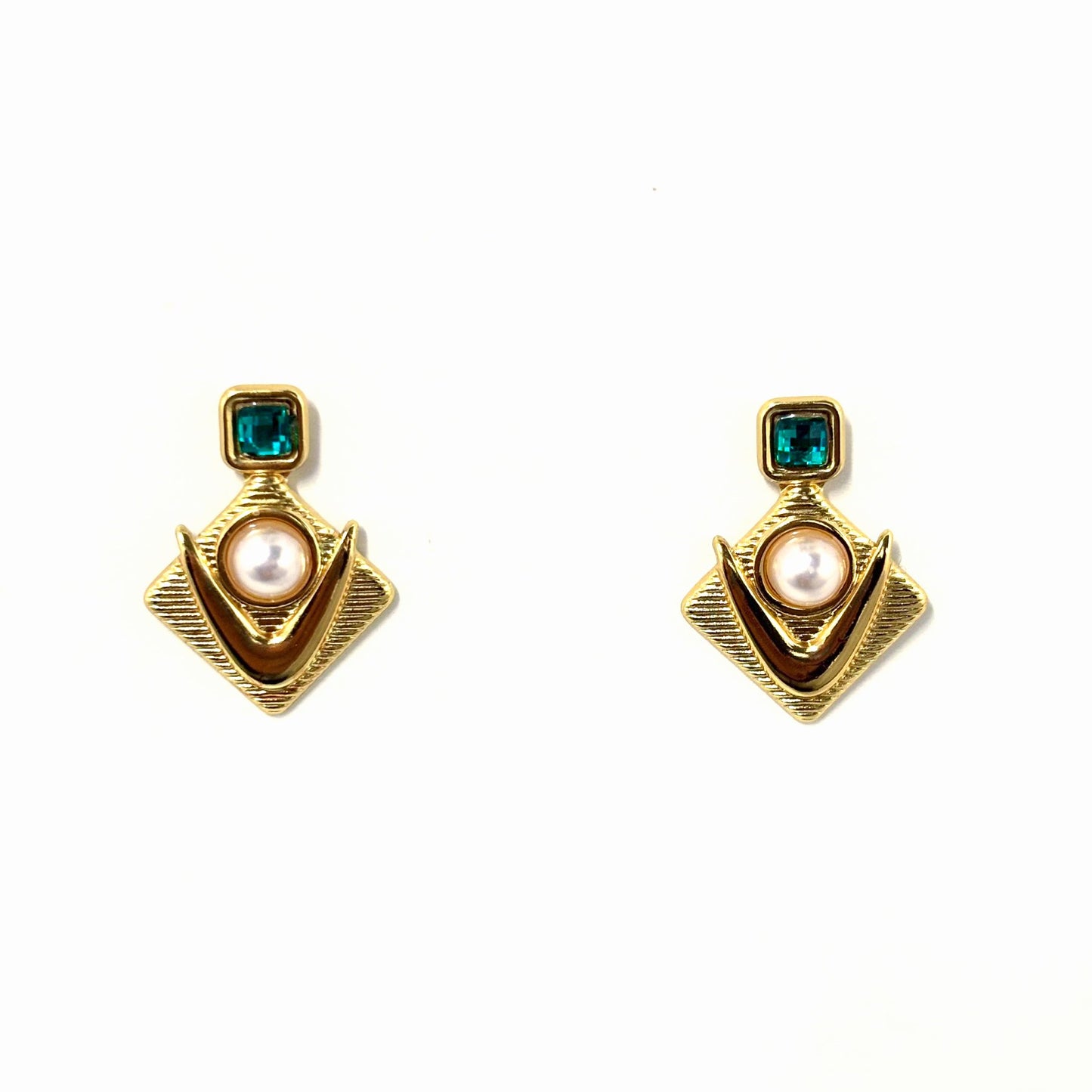 Boucles D'oreilles Acier Inoxydable Doré Strass Perle