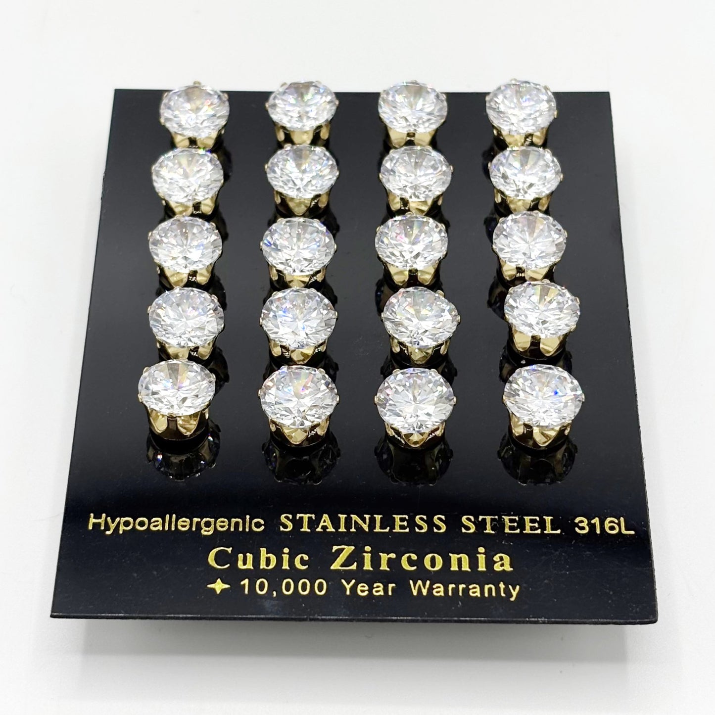 Boucles D'Oreilles Zirconium Acier Inoxydable Doré Par 10 Paires