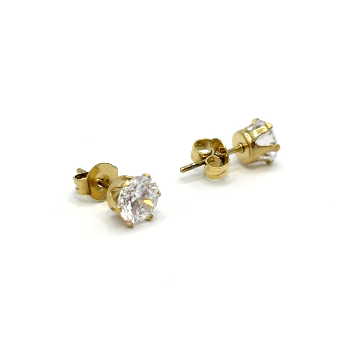 Boucles D'Oreilles Zirconium Acier Inoxydable Doré Par 10 Paires