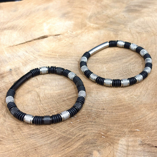 Bracelet Homme Acier Inoxydable Noir Blanc