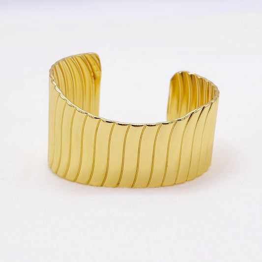 Bracelet Jonc Acier Inoxydable Doré Asymétrique