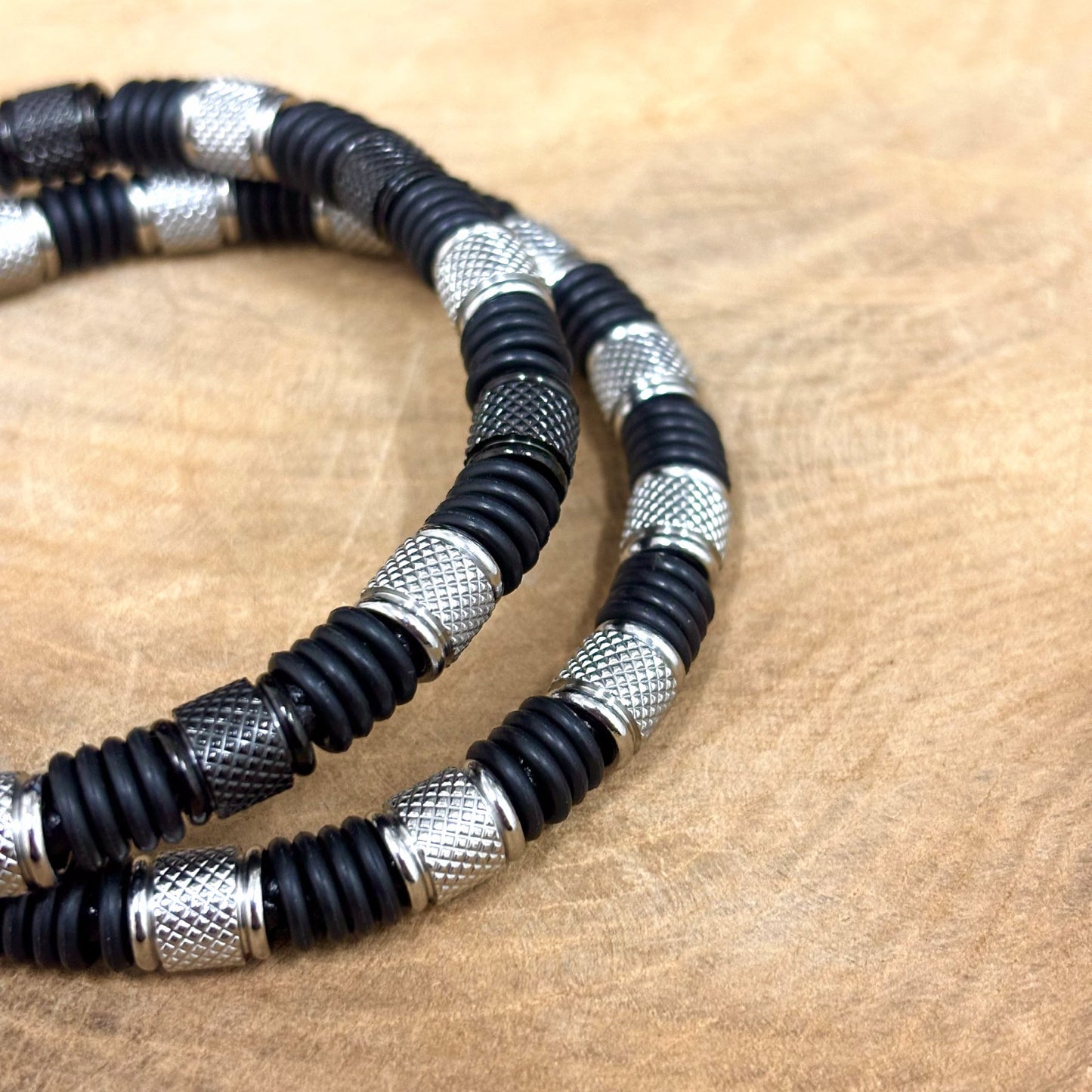 Bracelet Homme Acier Inoxydable Noir Blanc