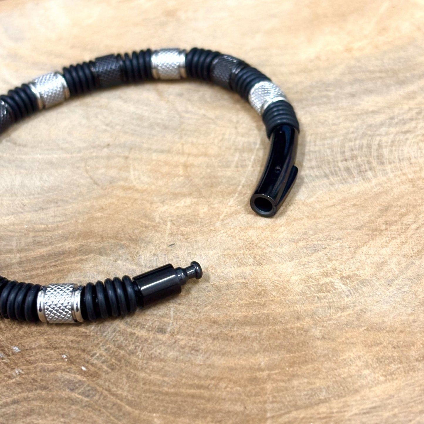 Bracelet Homme Acier Inoxydable Noir Blanc