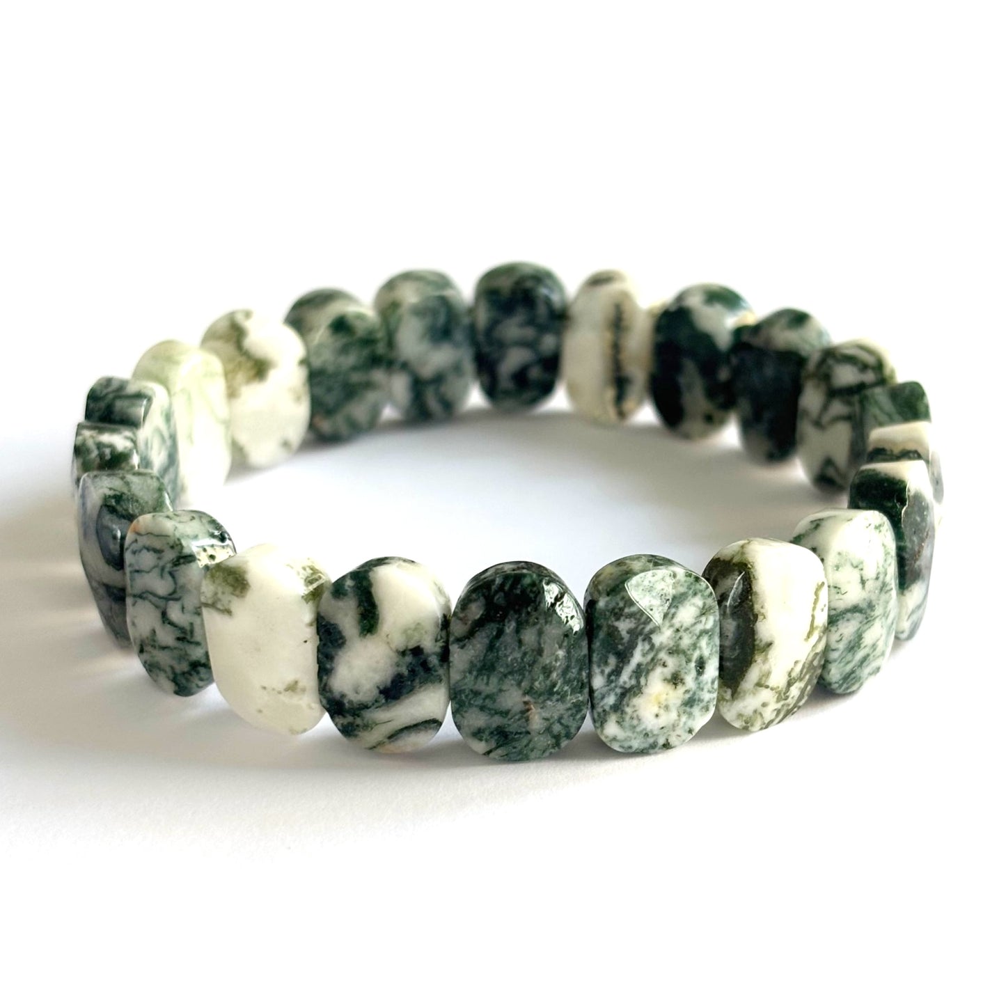Bracelet Agate Mousse Pierre Naturelle Elastique