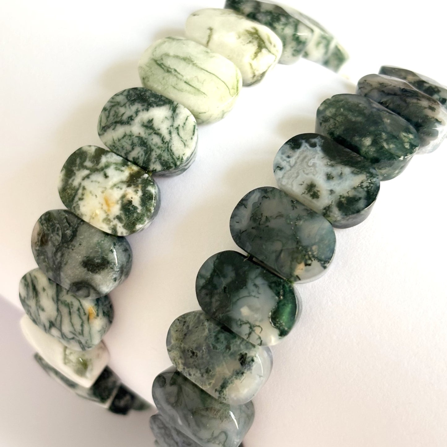 Bracelet Agate Mousse Pierre Naturelle Elastique