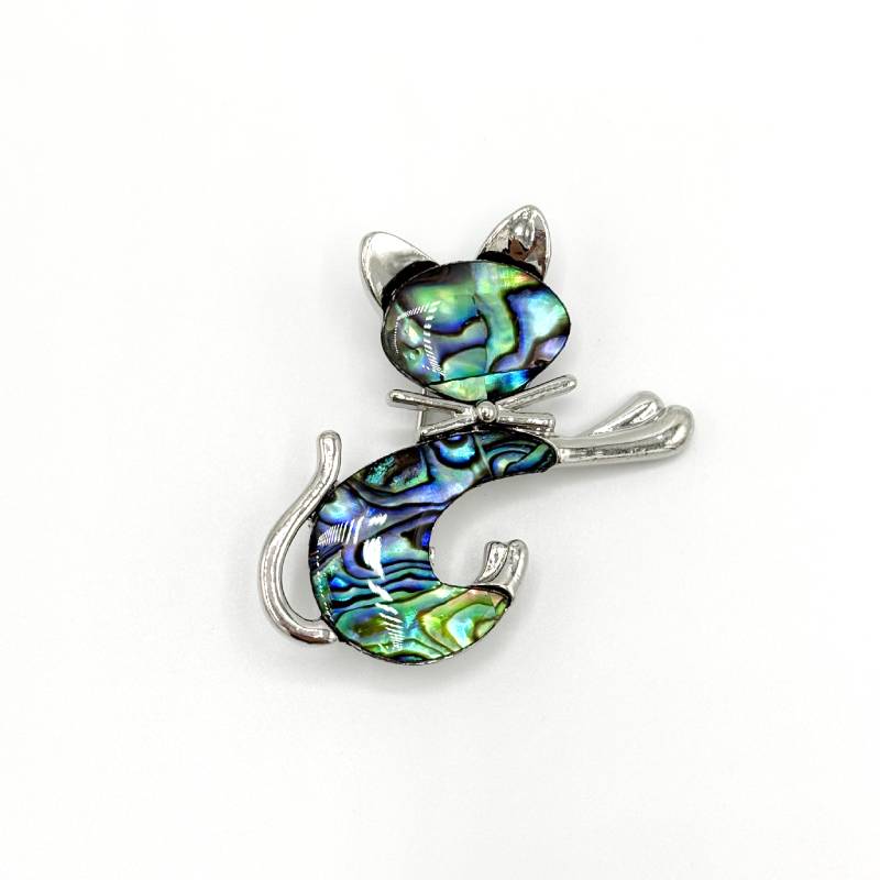 Broche Nacre Abalone Chat