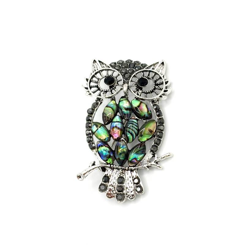 Broche Nacre Abalone Chouette