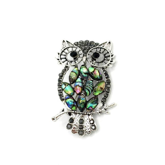 Broche Nacre Abalone Chouette