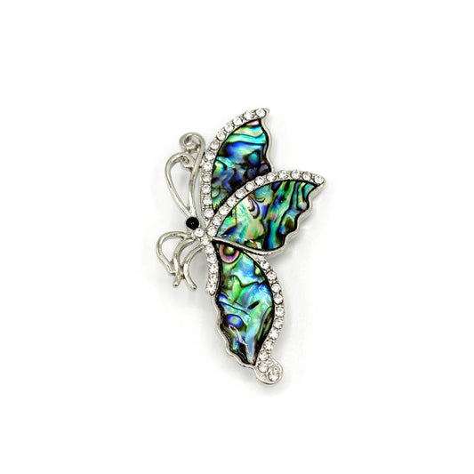 Broche Nacre Abalone Strass Papillon