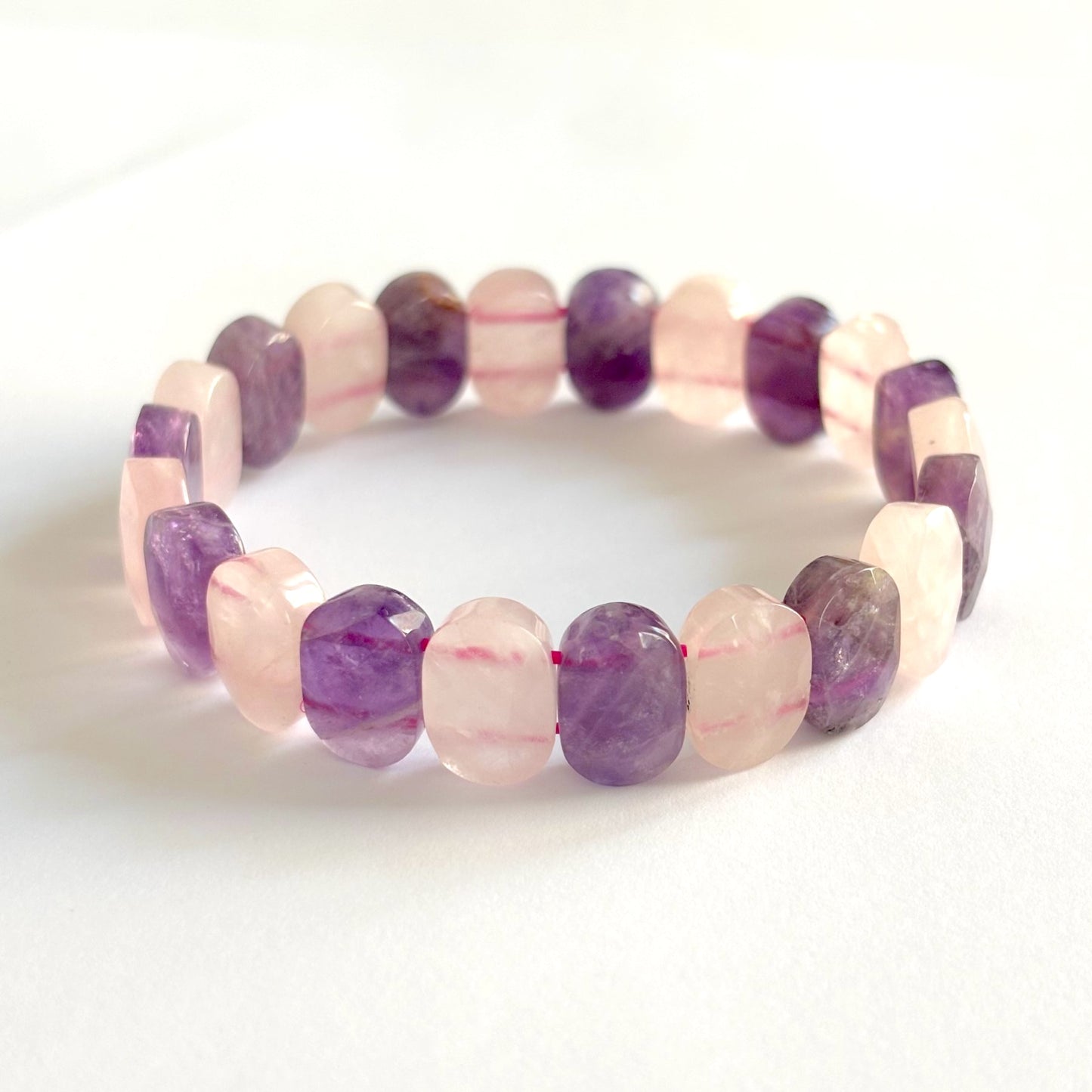 Bracelet Pierre Naturelle Améthyste Quartz Rose Elastique