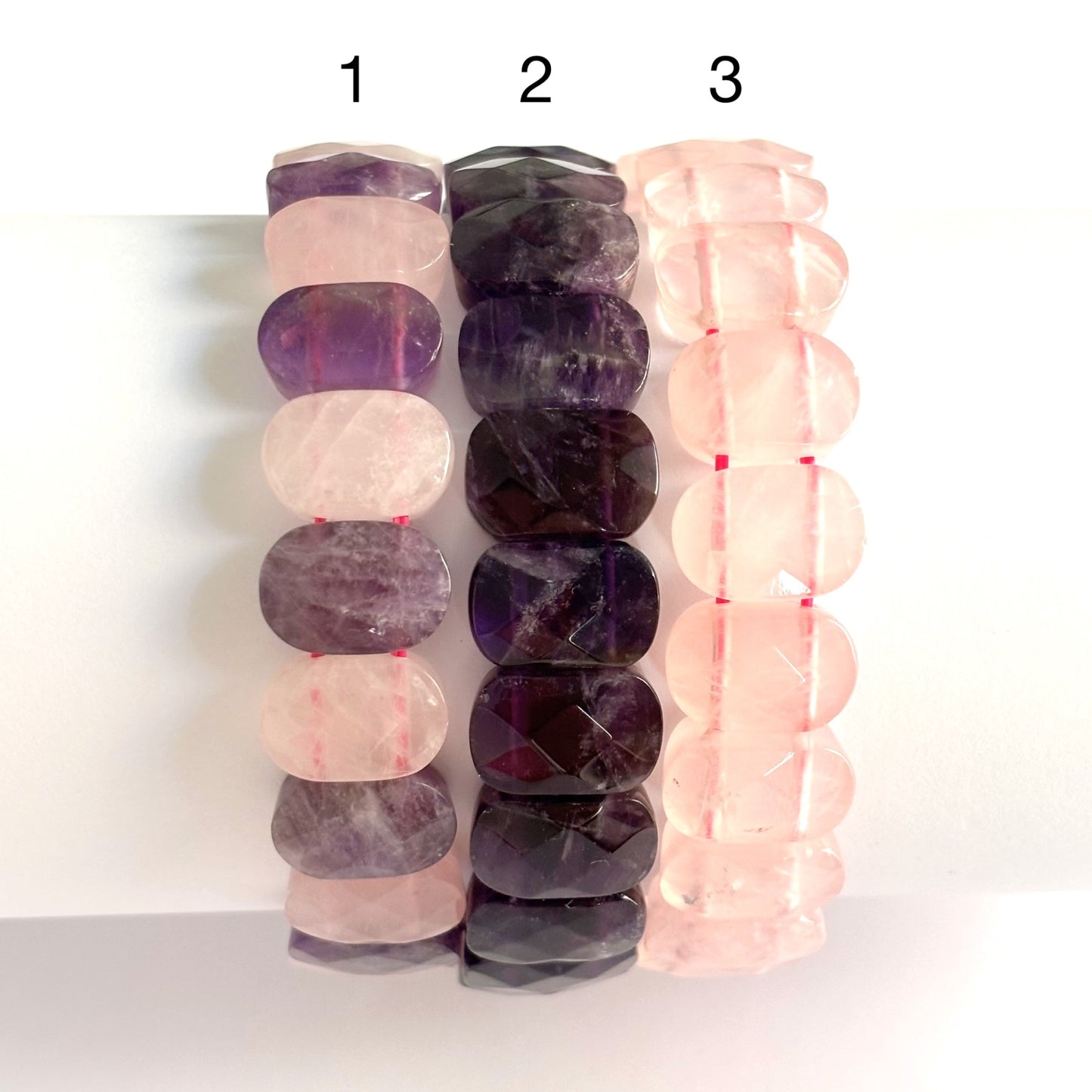 Bracelet Pierre Naturelle Améthyste Quartz Rose Elastique